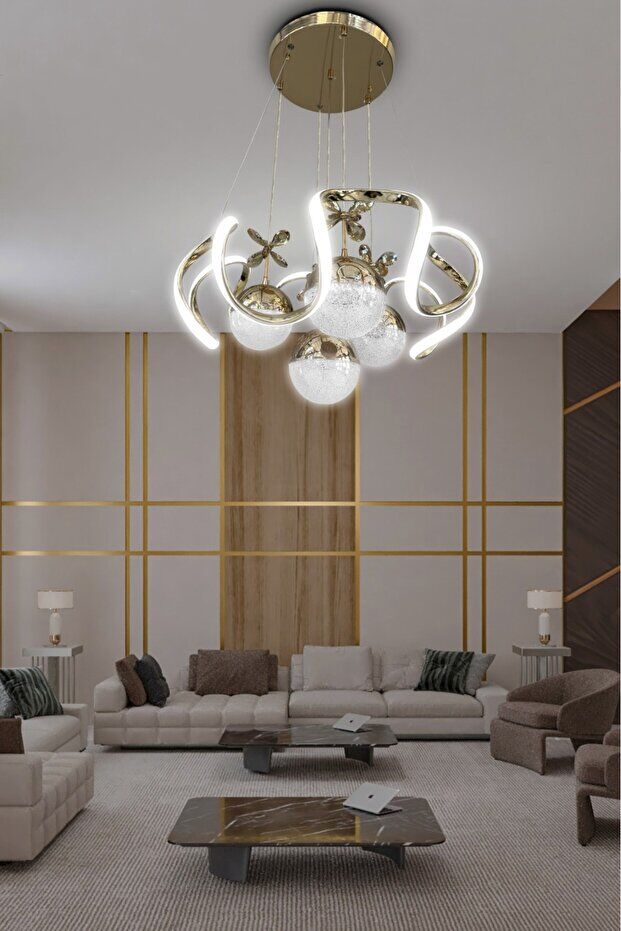 Nord Light 4 Toplu 3 Renk Ledli Avize Gold NL-1001