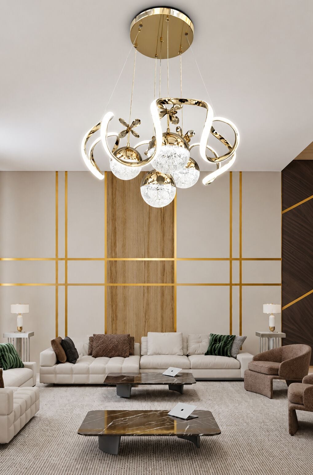 Nord Light 4 Toplu 3 Renk Ledli Avize Gold NL-1001