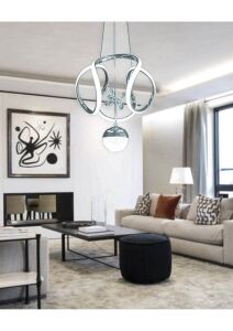 Nord Light Büyük Boy Tek Toplu 3 Renk Ledli Avize Krom NL-1004