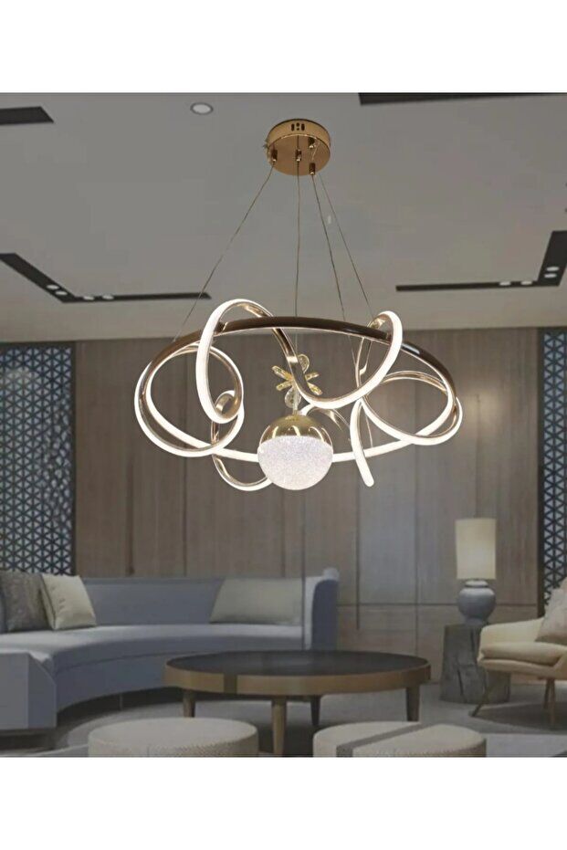 Nord Light Küçük Kuzey Tek Toplu 3 Renk Ledli Avize  Gold NL-1010