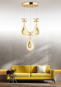 Nord Light 3'lü Damla Sarkıt 3 Renk Ledli Avize Gold NL-1014