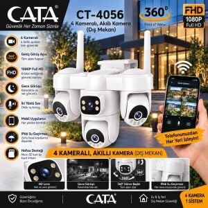 Cata 4 Kameralı Solar Akıllı Kamera Sim Kartlı (Dış Mekan)