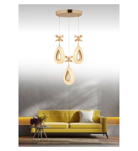 Nord Light 3'lü Damla Sarkıt 3 Renk Ledli Avize Gold NL-1014