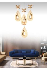 Nord Light 4'lü Damla Sarkıt 3 Renk Ledli Avize  Gold NL-1016