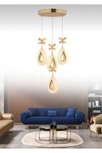 Nord Light 4'lü Damla Sarkıt 3 Renk Ledli Avize  Gold NL-1016
