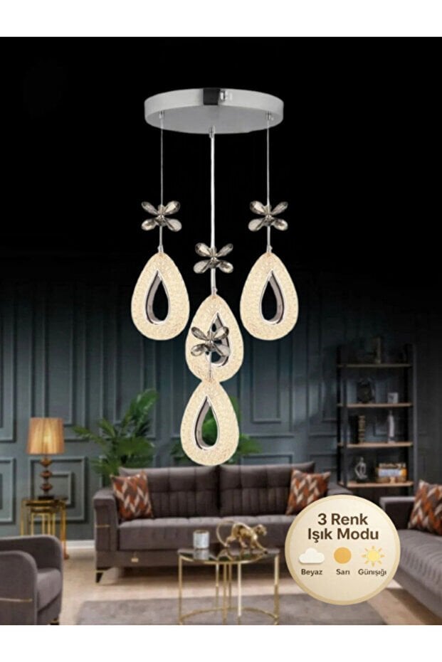 Nord Light 4'lü Damla Sarkıt Led Avize Krom NL-1017