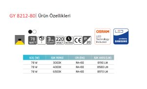 Goya 78w Sıva Üstü ve Sarkıt Lineer Armatür  - GY 8212-80