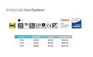 Goya 78w Sıva Üstü ve Sarkıt Lineer Armatür  - GY 8213-80