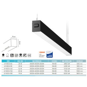 Goya 39W 90 cm Sıva Üstü Lineer Armatür GY 8033-90