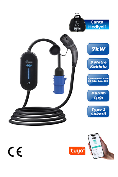 Hims HCTK-7-PS 7kW Ev Tipi Taşınabilir Elektrikli Araç Şarj Cihazı