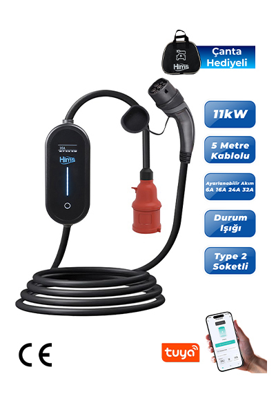Hims HCTK-11-PS 11kW Ev Tipi Taşınabilir Elektrikli Araç Şarj Cihazı