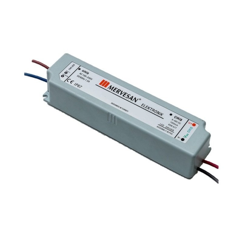 Mervesan 1050mA 60W 9-48V Sabit Akım Ac/Dc Smps Led Driver MTD-60-1050