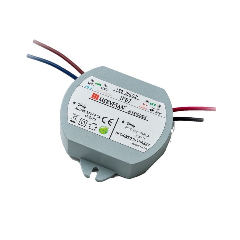 Mervesan 350mA 20W 9-48V Sabit Akım Dairesel Ac/Dc Smps Led Driver MSD-20Y-350