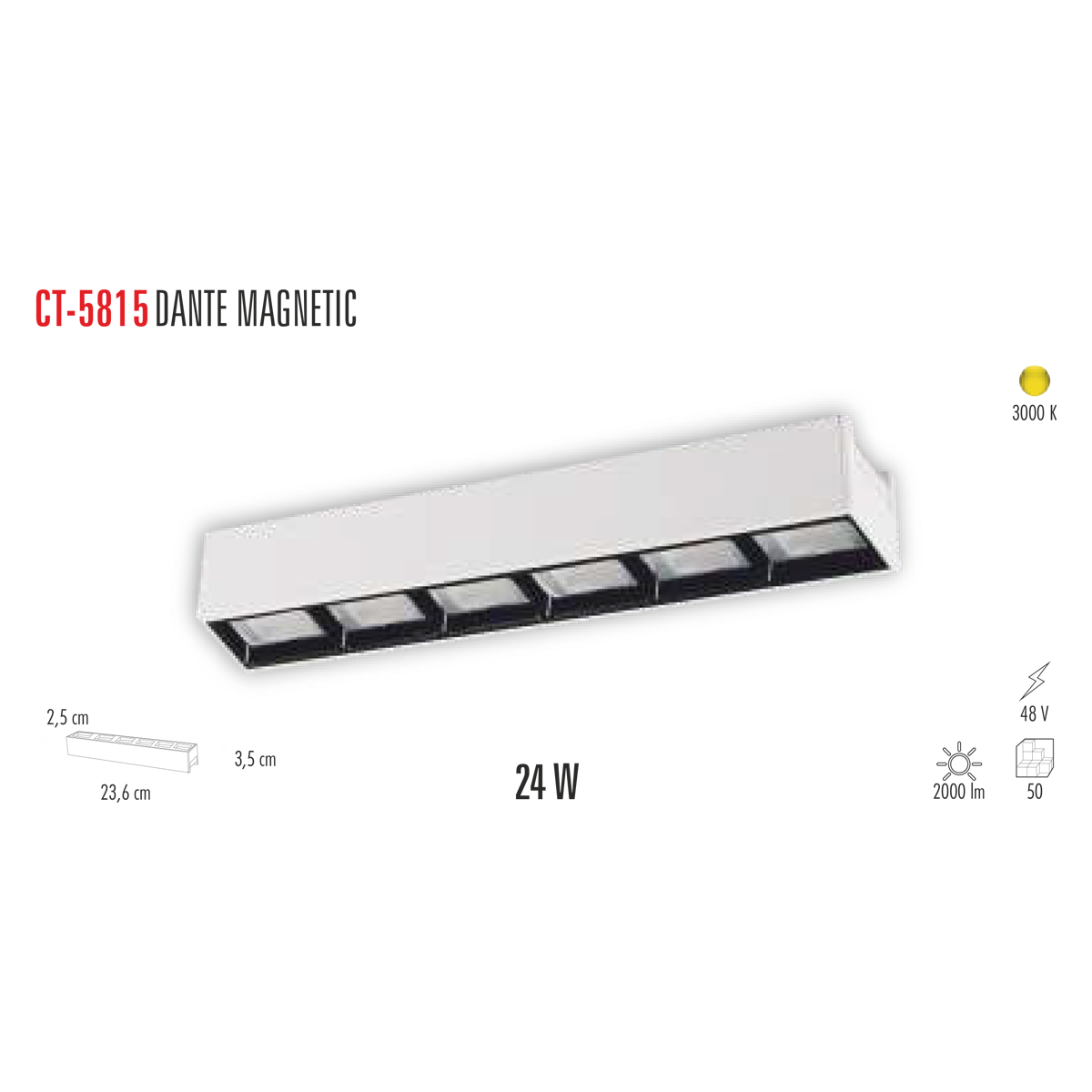 CATA 24W DANTE Magnet Led Spot(Günışığı) CT-5815G