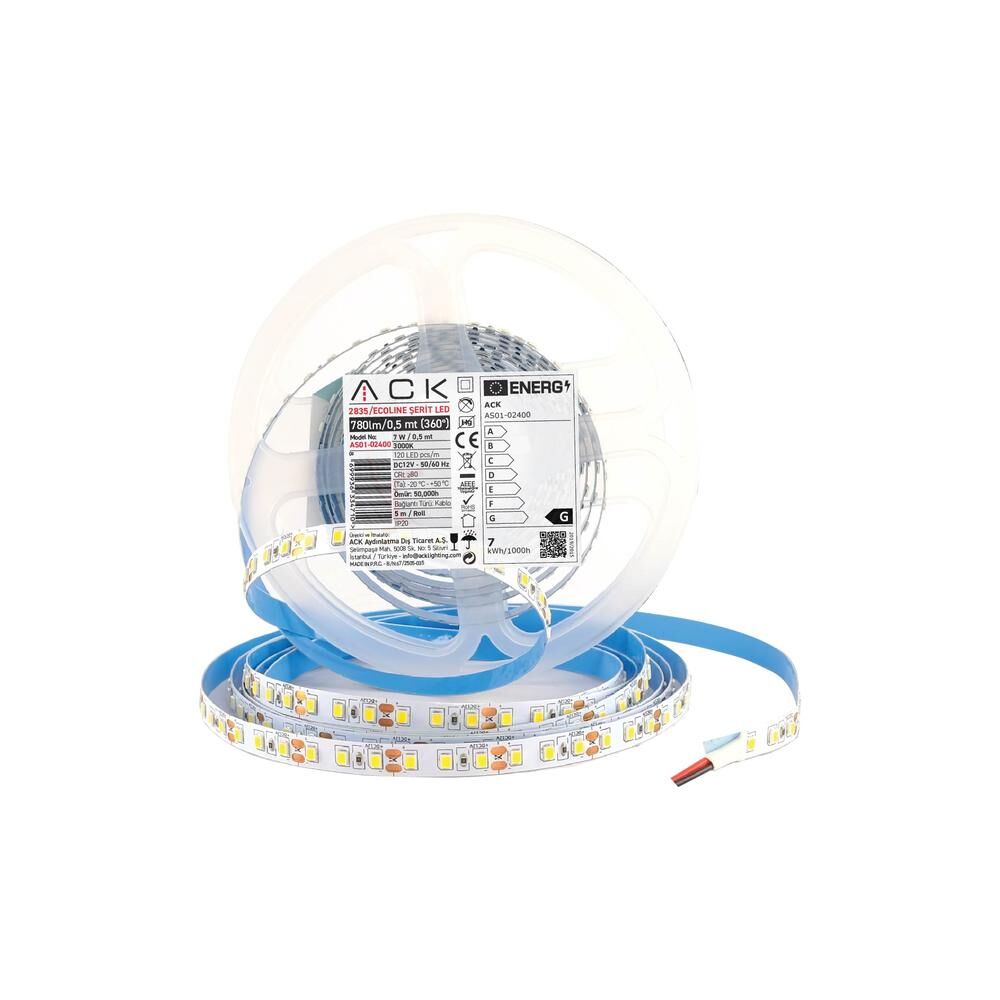 ACK 4000K Naturel Beyaz 10W 120 LED'li Şerit LED AS01-02401