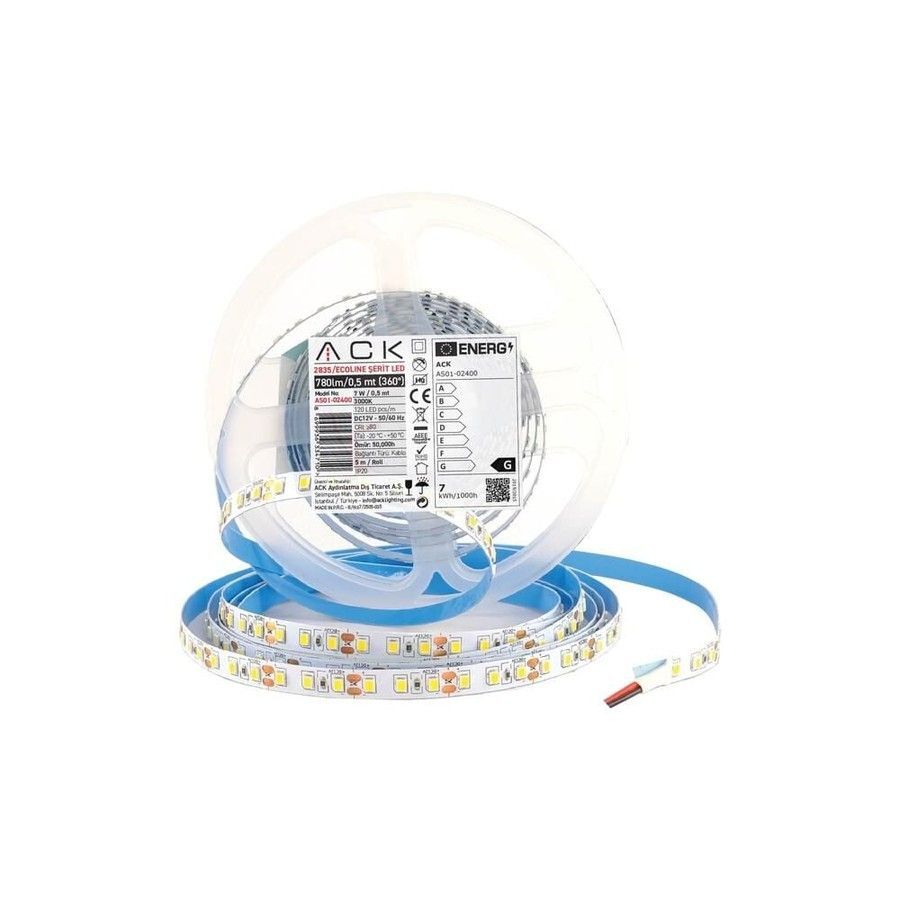 ACK 4000K Naturel Beyaz 10W 120 LED'li Şerit LED AS01-02401