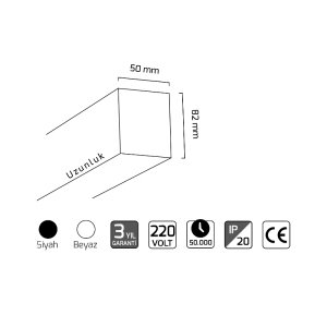 Goya 34w 120 cm Sıva Üstü ve Sarkıt Led Armatür GY 8031-120
