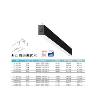 Goya 34w 120 cm Sıva Üstü ve Sarkıt Led Armatür GY 8031-120