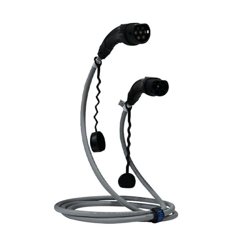 Hims 22kW Destekli Type 2 Soketli 5m Elektrikli Araç Şarj Kablosu Gri