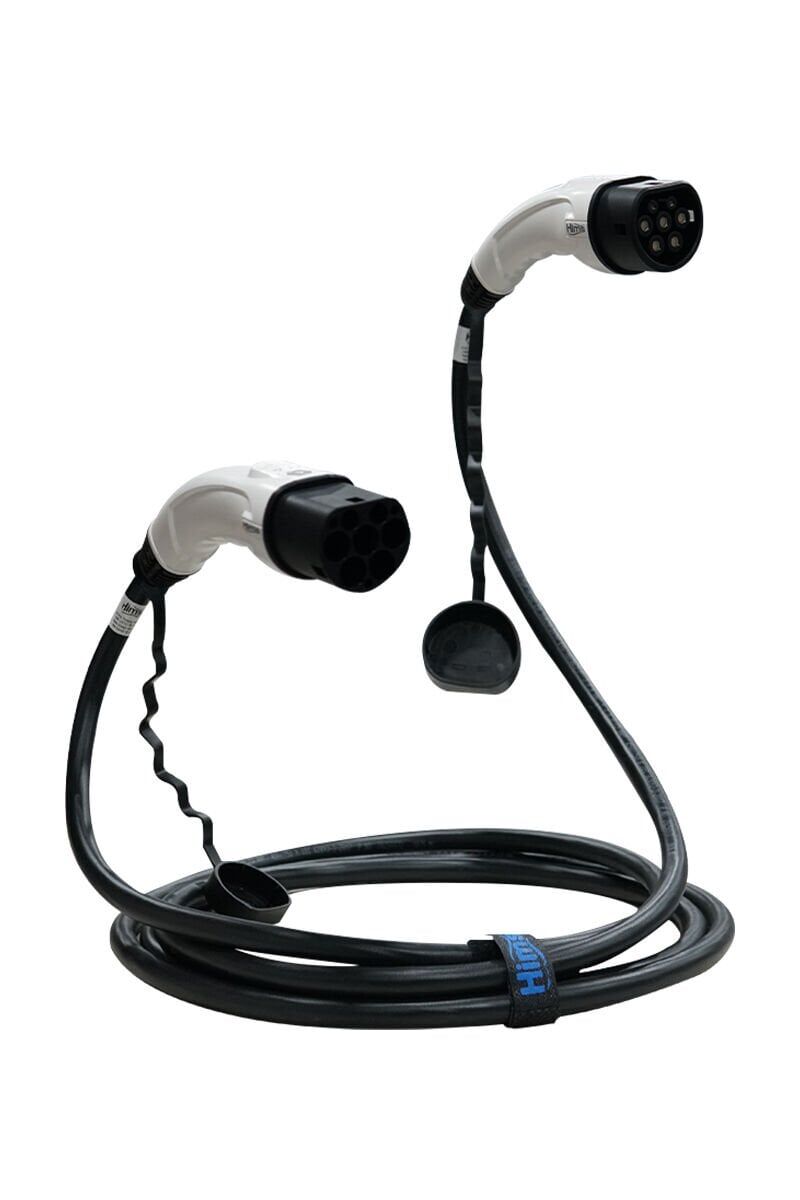 Hims 22kW Destekli Type 2 Soketli 5m Elektrikli Araç Şarj Kablosu Siyah