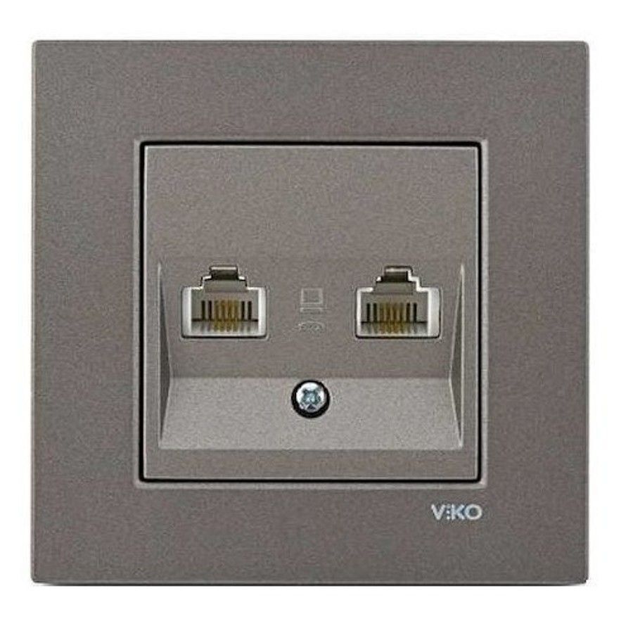 Viko Artline Novella Data-Numeris Telefon Prizi (RJ45-CAT5E-RJ11) ( Çerçeve Hariç ) Antrasit
