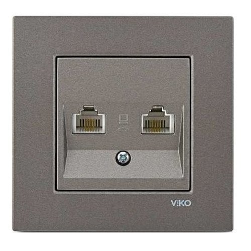 Viko Artline Novella Data-Numeris Telefon Prizi (RJ45-CAT5E-RJ11) ( Çerçeve Hariç ) Antrasit