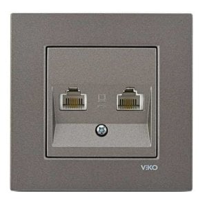 Viko Artline Novella Data-Numeris Telefon Prizi (RJ45-CAT5E-RJ11) ( Çerçeve Hariç ) Antrasit