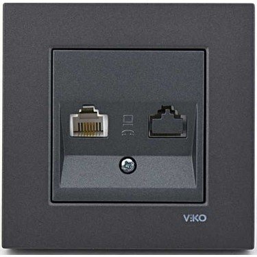Viko Artline Novella Data-Numeris Telefon Prizi (RJ45-CAT5E-RJ11) ( Çerçeve Hariç ) Füme