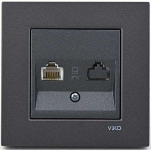 Viko Artline Novella Data-Numeris Telefon Prizi (RJ45-CAT5E-RJ11) ( Çerçeve Hariç ) Füme