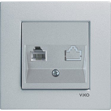 Viko Artline Novella Data-Numeris Telefon Prizi (RJ45-CAT5E-RJ11) ( Çerçeve Hariç ) Gümüş
