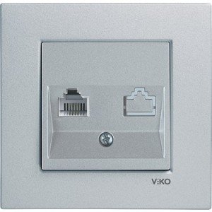 Viko Artline Novella Data-Numeris Telefon Prizi (RJ45-CAT5E-RJ11) ( Çerçeve Hariç ) Gümüş