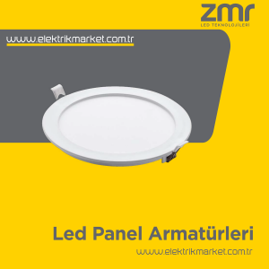 ZMR 12W Yuvarlak Slim Led Panel Aluminyum Soğutuculu ZMR-204/B. 6500K Beyaz Işık