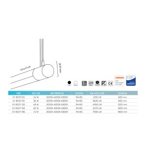Goya 39w 90 cm Sıva Üstü ve Sarkıt Led Armatür GY 8037-90