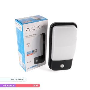 ACK 20W 6500K 30 cm X 8,6 cm  X 15 cm Sensörlü LED Duvar Apliği Siyah AH07-05431