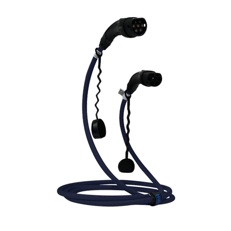 Hims 22kW Destekli Type 2 Soketli 10m Elektrikli Araç Şarj Kablosu Mavi