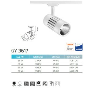Goya 36W 4000K Natural Beyaz Ray Tipi Led Monofaze Soketli  GY 3617