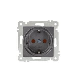 Mutlusan Mek+Tuş Topraklı Priz Çocuk Korumalı Rita Metalik Antrasit- 2200 605 0286