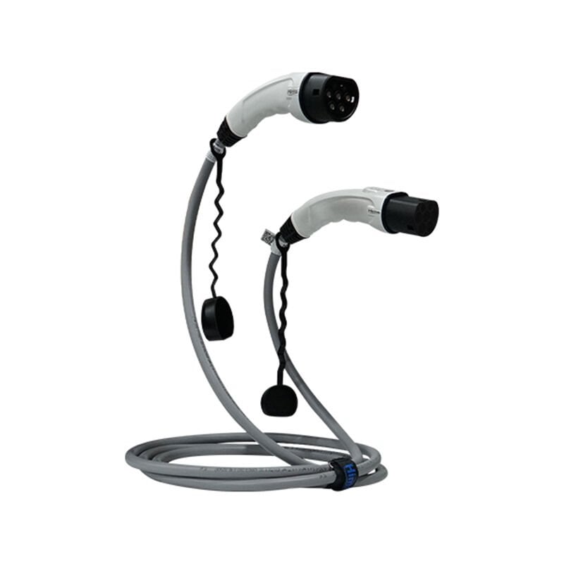 Hims 22kW Destekli Type 2 Soketli 15m Elektrikli Araç Şarj Kablosu Gri