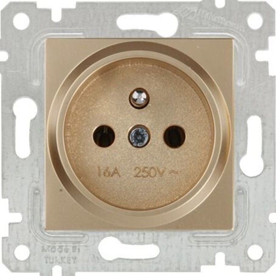 Mutlusan Mek+Tuş UPS Prizi Metalik Altın 2200 615 0280 (Çerçeve Hariç)