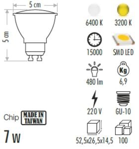 Cata 8 Watt Led Ampul GU10 Duylu CT-4215 4000K Naturel Beyaz