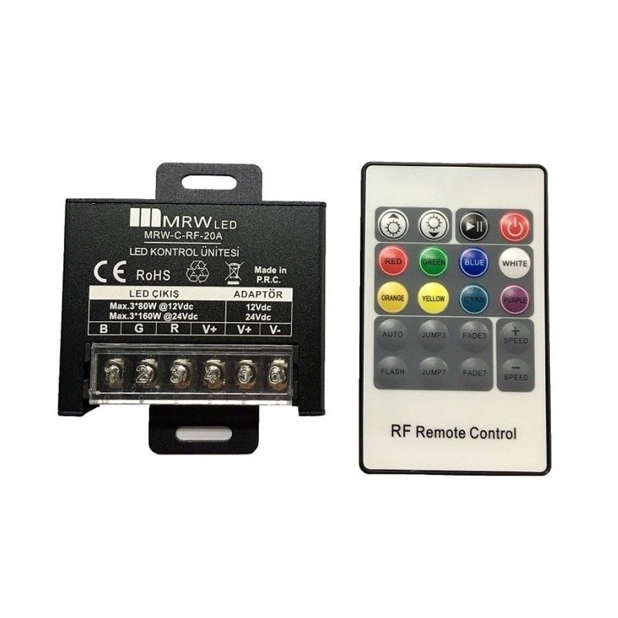 Mervesan 20A 12-24V 240W Rgb Şerit Led Kumandası MRW-C-RF-20A