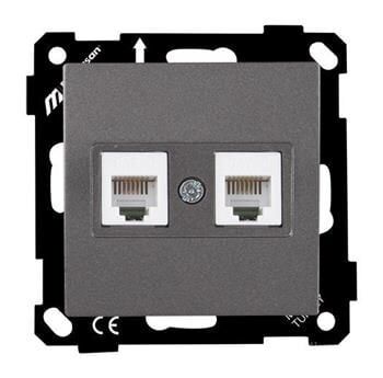 Mutlusan Mek+Tuş Telefon Prizi 2xrj12 Cat3 Metalik Füme 2200 126 0195 (Çerçeve Hariç)