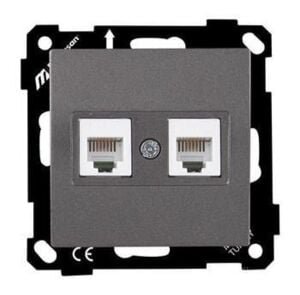 Mutlusan Mek+Tuş Telefon Prizi 2Xrj12 Cat3 Metalik Antrasit 2200 126 0186 (Çerçeve Hariç)