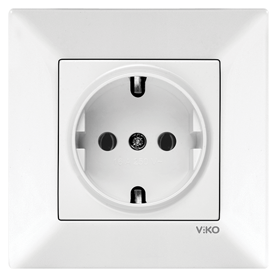 Toptan Viko Meridian Topraklı Priz (Çerçeve Hariç) - Beyaz