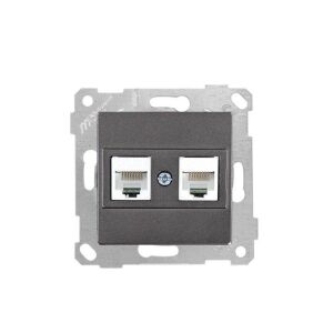 Mutlusan Mek+Tuş Data Prizi 2*Rj45 Cat5e Antrasit-  2200 138 0186 (Çerçeve Hariç)