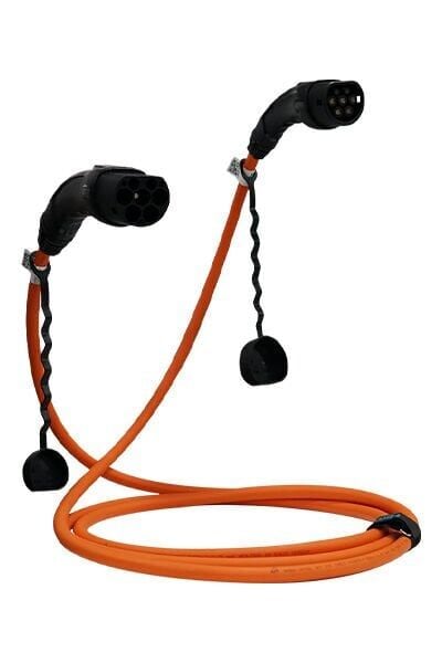 Hims 11kW Tip 2 Siyah Soketli 5m Elektrikli Araç Şarj Kablosu Turuncu