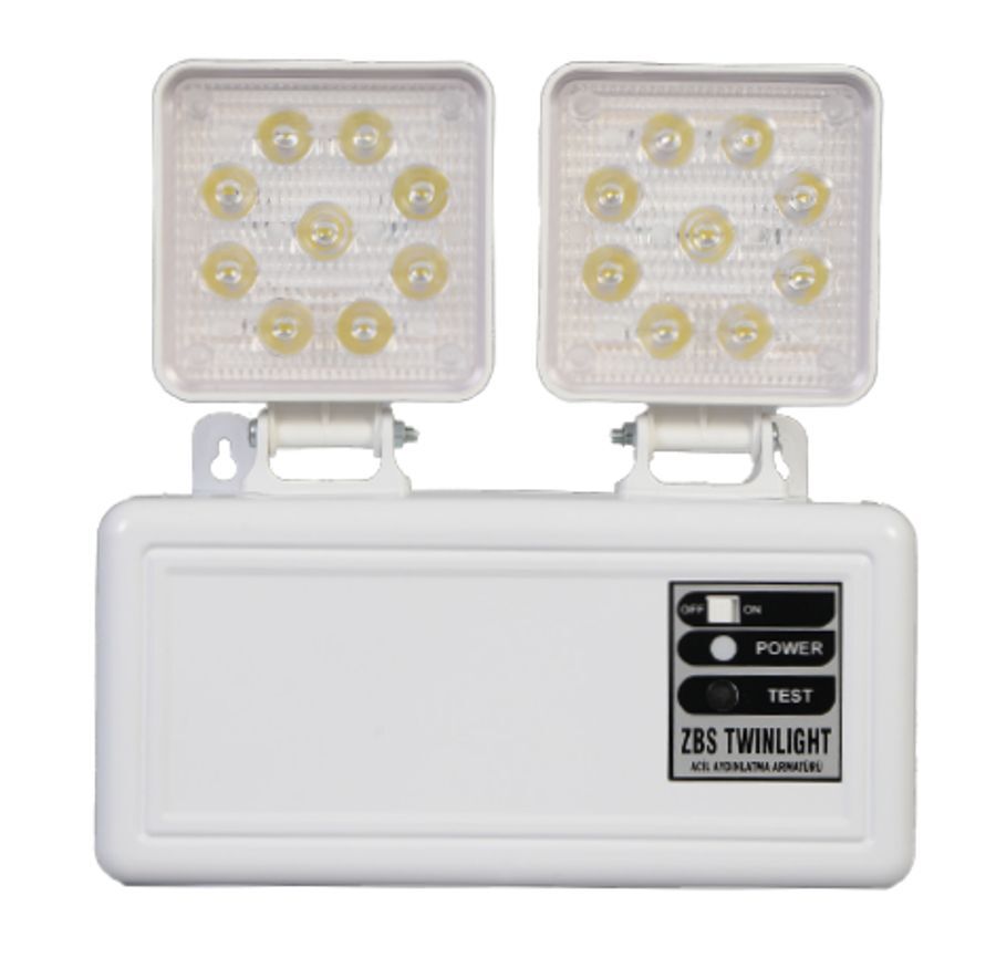 ZBS 2x10Watt TWINLIGHT-MIDI Şarjlı Acil Aydınlatma Armatürü 180 dk