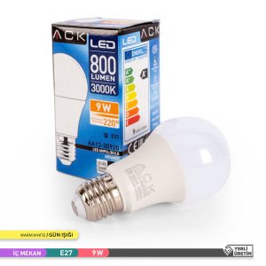 ACK 9W LED A60 E27 Ampul 3000K AA13-00920