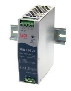 MEANWELL- SDR-120-24 	24Vdc 5.0Amp DIN Rail  Ray Montaj