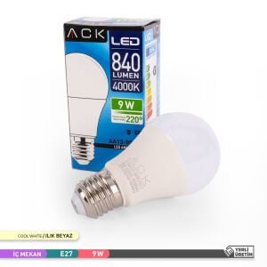 ACK 9W LED A60 E27 Ampul 4000K Naturel Beyaz AA13-00921